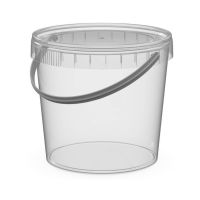 Ведро пищевое 1500 мл, d145хh131 мм, с ручкой, крышка в компл., прозр., ПП, 100 шт/кор "Перинт" 100 шт/упак РОССИЯ 1,5/145/К