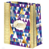 Пакет подарочный [180+100]х230 мм, р-р M с петлев. ручками, диз. "Кристалл", бум. лам., 12 шт/упак 240 шт/кор КИТАЙ 04070560