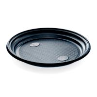 Тарелка одноразовая мелкая d210 мм, черн., ПП, 50 шт/упак 750 шт/кор РОССИЯ
