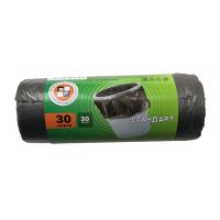 Мешок для мусора 30 л, 50х60 см, 8 мкм Стандарт, черн., ПНД, 30 шт/рул 50 рул/кор РОССИЯ МР-038