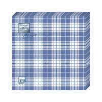 Салфетки 330х330 мм 3-сл., диз. "Шотландская клетка синяя", разноцв., бум., 20 шт/упак "Bouquet" 12 упак/кор РОССИЯ 57428