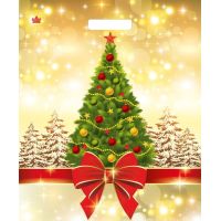 Пакет 380х450 мм, 60 мкм с проруб. ручками, диз. "Мерцание праздника", ПВД, 50 шт/упак "Тикопластик" 500 шт/кор РОССИЯ н00223919