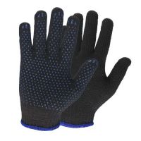 Перчатки нитяные, диз. "Точка", 5 нит., 10 кл., черн., Х/Б+ПВХ, 10 пар/упак 300 пар/кор РОССИЯ