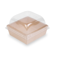 Одноразовый квадратный контейнер, из картона, коричневый, внеш. 130х130х49 мм, внутр. 114х114х40 мм, ECO SmartPack