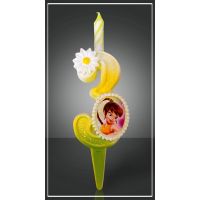 Свеча для торта h40 мм, диз. "Фея. Цифра 3", разноцв., 1 шт/упак 15 шт/кор РОССИЯ 1233