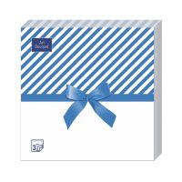 Салфетки 330х330 мм 3-сл., диз. "Новогодний подарок Синий", разноцв., бум., 20 шт/упак "Bouquet" 12 упак/кор РОССИЯ 37875