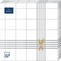 Салфетки 330х330 мм 3-сл., диз. "Столовая скатерть 3", бело-сер., бум., 20 шт/упак "Bouquet" 12 упак/кор РОССИЯ 57283