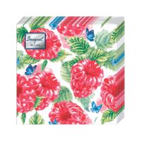 Салфетки 240х240 мм 3-сл., диз. "Малинка", разноцв., бум., 25 шт/упак "Bouquet" 15 упак/кор РОССИЯ 37092