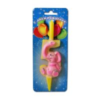 Свеча для торта диз. "Слон.Цифра 5", разноцв., 1 шт/упак 30 шт/кор РОССИЯ 3047