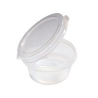 Соусник 50 мл, d63хh32 мм, неразъем. крышка, прозр., ПП, 80 шт/упак 1 200 шт/кор РОССИЯ 1244П