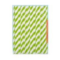 Трубочки для коктейлей 197 мм, d6 мм, бело-зел., бум. прямые, 250 шт/упак 10 упак/кор РОССИЯ