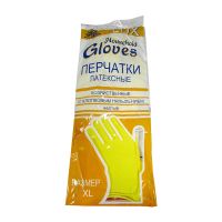 Перчатки латексные, р-р XL, с хлопк. напылен., желт., 1 пар/упак "Lux" 144 пар/кор КИТАЙ