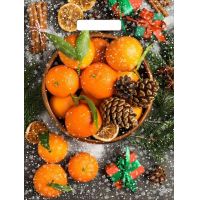 Пакет 310х400 мм, 60 мкм, с проруб. ручками, диз. "Мандарины", ПВД, 50 шт/упак "Тикопластик" 500 шт/кор РОССИЯ н00225308