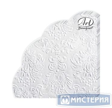Салфетки d320 мм 3-сл., диз. "Белый Барокко", бел., бум., 12 шт/упак "Bouquet" 15 упак/кор РОССИЯ 37222