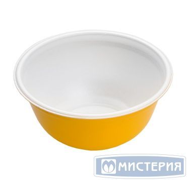Миска 500мл, кругл., d 135мм, h 65мм, жёлт., с коутингом (ламинацией), ВПС