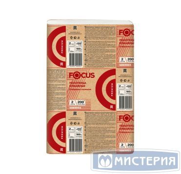 Полотенца бумажные для диспенсеров 240х215 мм 2-сл. Z-сложен., бел., 200 лист/упак "Focus" Premium 20 упак/кор РОССИЯ 5069955