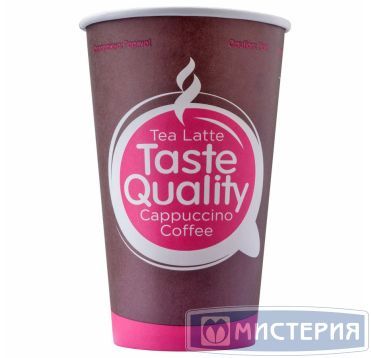 Стакан бумажный 400 мл 1 сл., d90 мм, диз. "Taste Quality", карт., 50 шт/упак 1 000 шт/кор РОССИЯ НВ90-530-0399