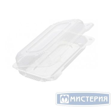 Упаковка для кондит. изделий 650 мл, 1-секц. 224х118х46[190х92х40] мм, неразъем.крышка, прозр., ПЭТ, 400 шт/кор "Upax-Unity" 400 шт/упак РОССИЯ К-19/08