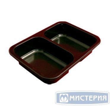 Контейнер под запайку 600[300+300] мл, 2-секц. 187х137х36 мм, черн., ПП, 480 шт/кор "Бластор" 480 шт/упак РОССИЯ П-1813/36/2 (50/50) черн.
