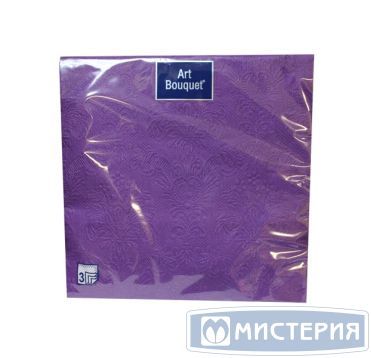 Салфетки 330х330 мм 3-сл., диз. "Фиолетовый Барокко", фиолет., бум., 16 шт/упак "Bouquet" 12 упак/кор РОССИЯ 37548