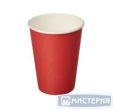 Бумажный стакан 300 мл однослойный, D – 90 мм, картон, цвет красный