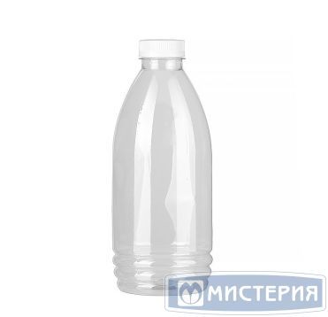 Бутылка ПЭТ 1000 мл, прозр., горло d38 мм, крышка в компл., 70 шт/кор 70 шт/упак РОССИЯ №4. 1,00 BRC прозр. белая крышка