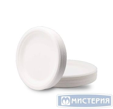 Тарелка для салатов и вторых блюд, д/хол./гор., кругл., d 180мм, бел., целлюлоза