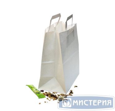Пакет [240+140]х280 мм с плоск. ручками, бел., бум., 250 шт/кор 250 шт/упак РОССИЯ PR-03-80-241428/116642
