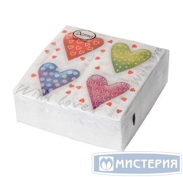 Салфетки 240х240 мм 1-сл., диз. "С любовью", разноцв., бум., 40 шт/упак "Desna Design" 32 упак/кор РОССИЯ 57458