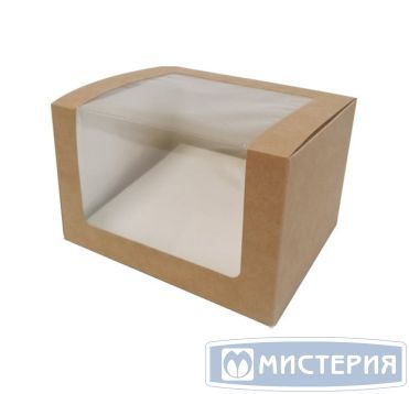 Коробка для кондит. изделий 130х110х80 мм, с окном, неразъем.крышка, крафт-бел., карт., 25 шт/упак "OSQ" Solo Show Box 350 шт/кор РОССИЯ OSQ Solo show box (350)