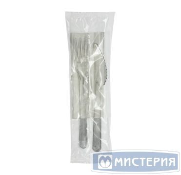 Комплект столовых приборов №3 [вил.+ нож: 180 мм, прозр., ПС+ салф.], 200 шт/кор 200 шт/упак РОССИЯ 501301