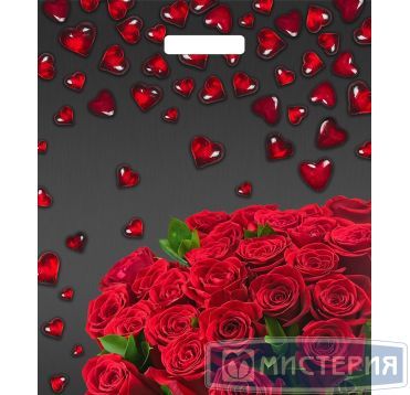 Пакет 380х450 мм, 60 мкм с проруб. ручками, диз. "Мармеладные сердечки", ПВД, 50 шт/упак "Тикопластик" 500 шт/кор РОССИЯ н00136341 // ВУР29160