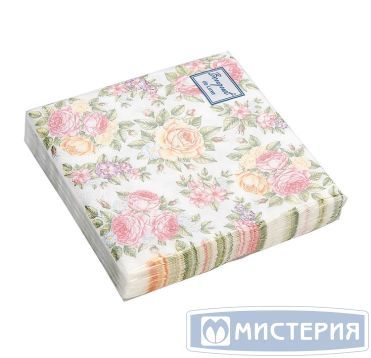 Салфетки 240х240 мм 3-сл., диз. "Поле роз", разноцв., бум., 25 шт/упак "Bouquet" 15 упак/кор РОССИЯ 37098