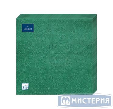 Салфетки 330х330 мм 3-сл., диз. "Мятный Барокко", зел., бум., 16 шт/упак "Bouquet" 12 упак/кор РОССИЯ 57248