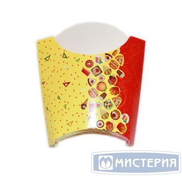Картонная коробка для картофеля фри, с печатью 34х75х102 мм, Рог изобилия