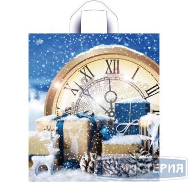 Пакет 380х420 мм, 37 мкм с петлев. ручками, диз. "Снежный", ПНД, 50 шт/упак "Тикопластик" 300 шт/кор РОССИЯ н00225516