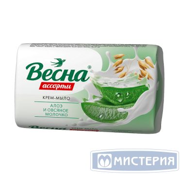 Мыло туалетное "Весна" Алоэ и Овсяное молочко, 90 г, 6 шт/упак 12 упак/кор РОССИЯ 6089