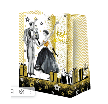 Пакет подарочный [180+100]х230 мм, р-р M с петлев. ручками, диз. "Торжество", бум. лам., 12 шт/упак 240 шт/кор КИТАЙ 04070561