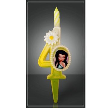 Свеча для торта h40 мм, диз. "Фея. Цифра 4", разноцв., 1 шт/упак 15 шт/кор РОССИЯ 1234