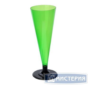 Фужер для шампанского, 0.18л, зелёный, черная ножка