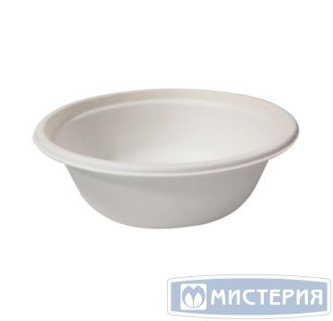 Тарелка одноразовая глубокая 500 мл, d155 мм, бел., сах. тростник, 50 шт/упак "GREEN MYSTERY" 1 000 шт/кор КИТАЙ TM-L112