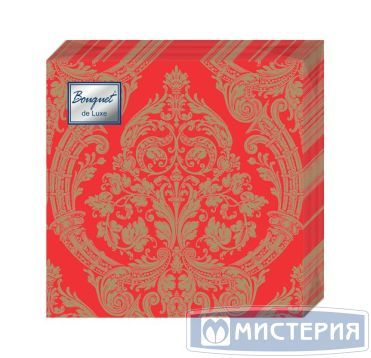 Салфетки 240х240 мм 3-сл., диз. "Royal.Золото на красном", красно-золот., бум., 25 шт/упак "Bouquet" 15 упак/кор РОССИЯ 37239