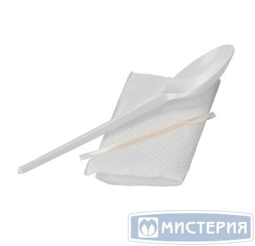 Комплект столовых приборов №3 [лож.ст. 165 мм, бел., ПС+ салф.+ з/ч.], 300 шт/кор 300 шт/упак РОССИЯ -