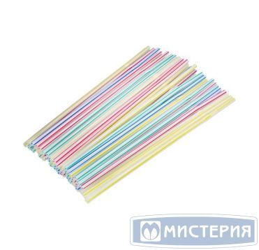Трубочки для коктейлей 210 мм, d5 мм, красно-бел., пласт. с гофроизгибом, 50 шт/упак "МИСТЕРИЯ" 240 упак/кор РОССИЯ -