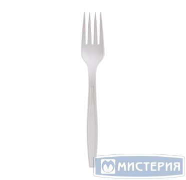 Вилка одноразовая 162 мм. бел., кукурузный крахмал, 50 шт/упак "GREEN MYSTERY" 1 000 шт/кор РОССИЯ 4039Б