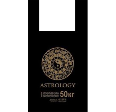 Пакет "Майка" [300+160]х550 мм 18 мкм, диз. "Астрология", черн., ПНД, 100 шт/упак 10 упак/кор РОССИЯ