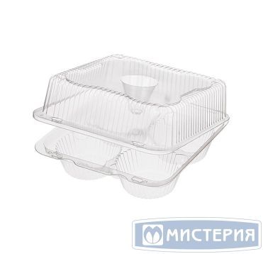 Упаковка прям. внеш. 207x196x91мм, внутр. 4 секции d-64 h-86мм, на 4 корзинки, прозрачная, ОПС