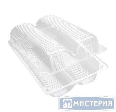 Упаковка прям. внеш. 268х195х94мм, внутр. 2 секции 230х88х90мм, под пончики 0,8кг, прозрачная, ОПС