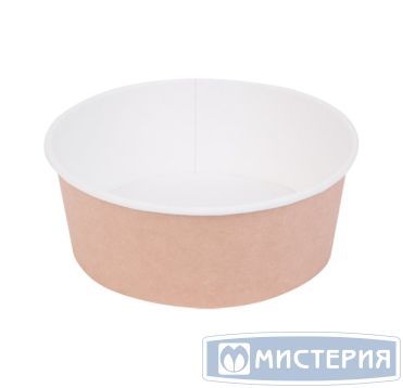 Контейнер 750 мл, d150хh60 мм, без окна, без крышки, крафт-бел., карт., 45 шт/упак "OSQ" Round Bowl kraft 270 шт/кор РОССИЯ Round Bowl 750 kraft