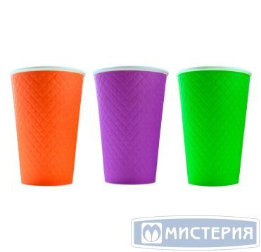 Стакан бумажный 400 мл 2 сл., d90 мм, диз. "Waffle Color", карт., 25 шт/упак 400 шт/кор РОССИЯ ЕМ90-530-6812